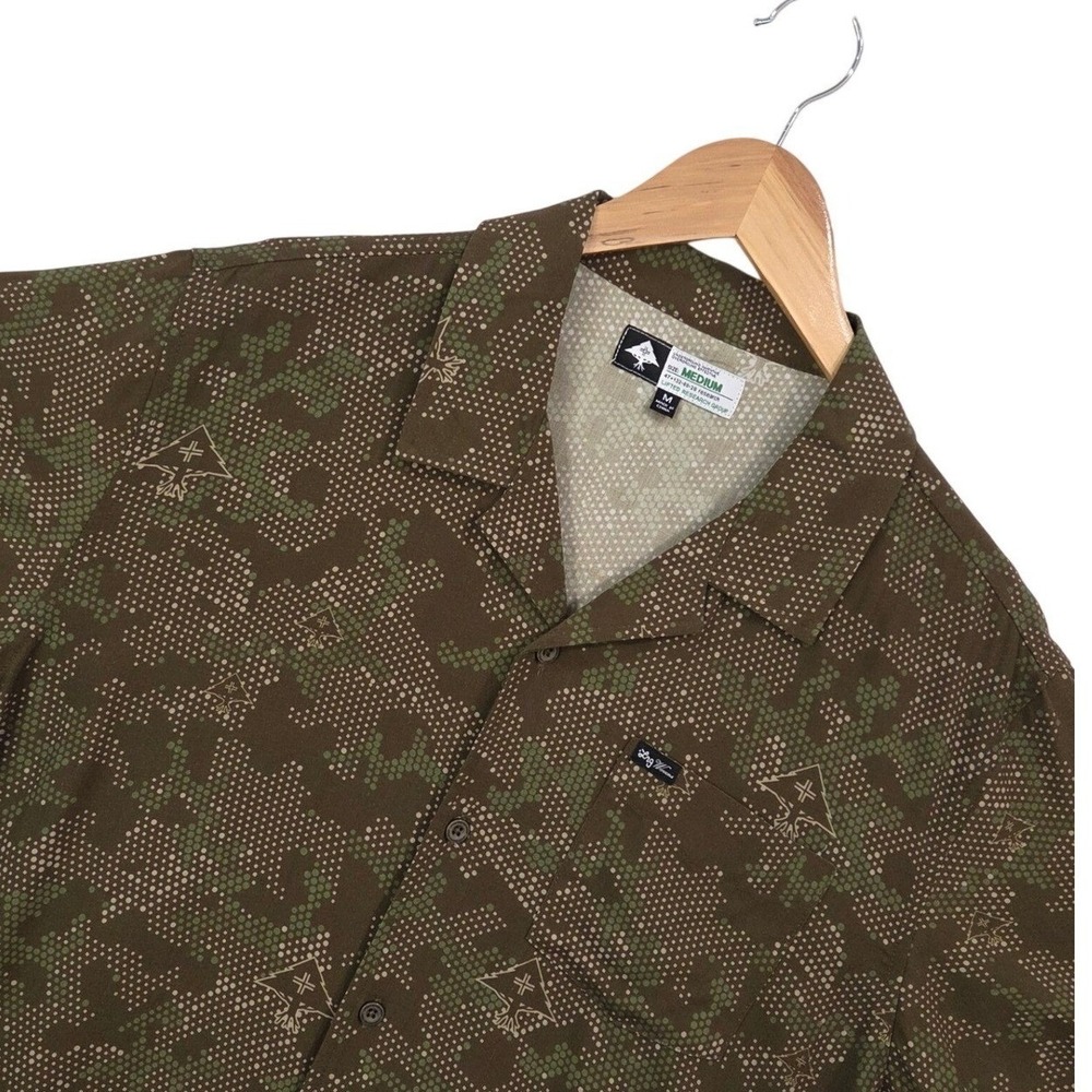 LRG Lifted Research Group Camo‎ Dot Print Button Up Shirt Mens Medium Streetwear